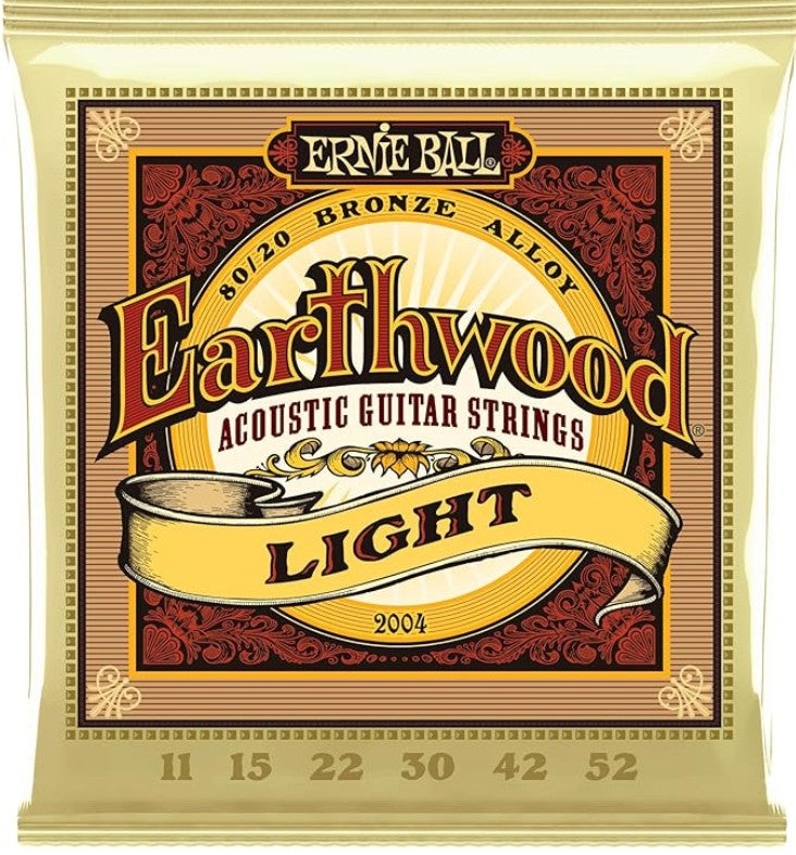 Ernie Ball Earthwood Light 80/20 Bronze Acoustic Guitar Strings - 11-52 Gauge